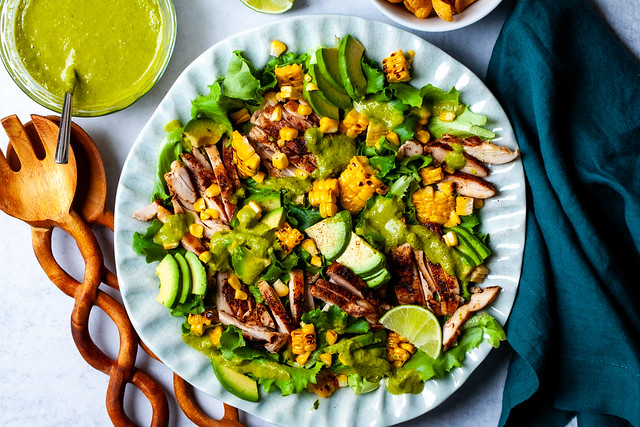 grilled chicken salad with cilantro-lime dressing