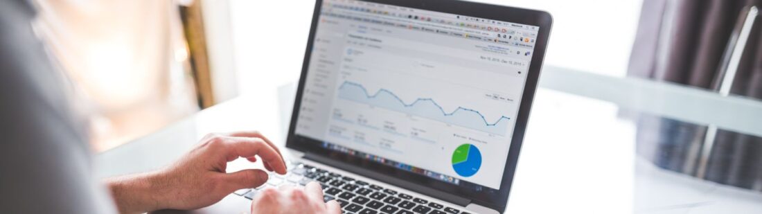 SEO analytics on a laptop. the pros and cons of blogging