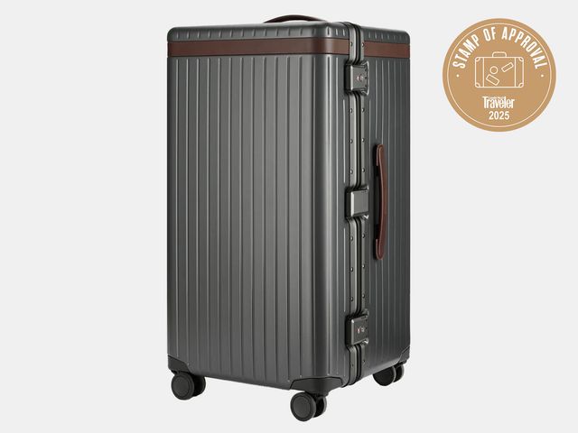 Chrome rolling suitcase