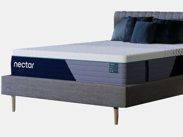 purple and white mattress