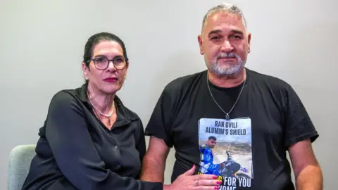 Itzik and Talik Gvili, parents of Ran Gvili, speak to the BBC