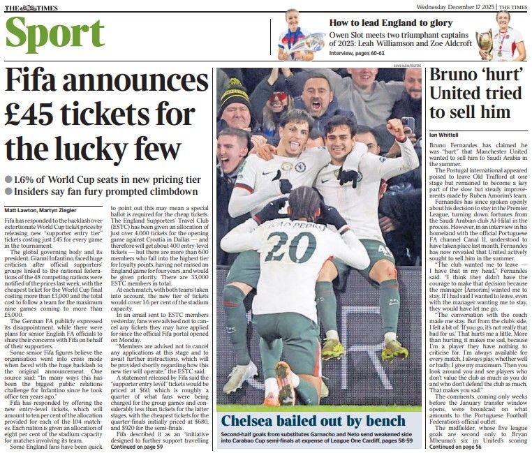 The Times back page
