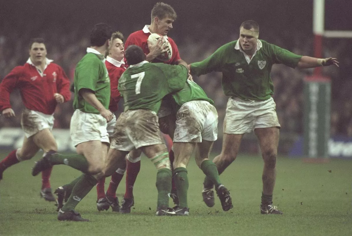 Dafydd James, playing for Wales in 1997