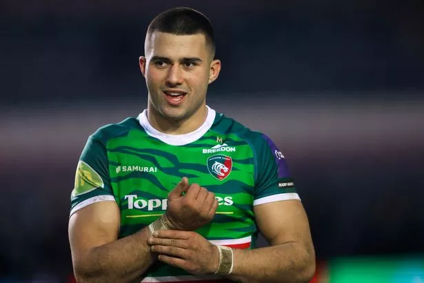 Dan Kelly of Leicester Tigers looks on during the Premiership Rugby Cup match between Leicester Tigers and Northampton Saints at Mattioli Woods Welford Road Stadium on February 01, 2025 in Leicester, England.