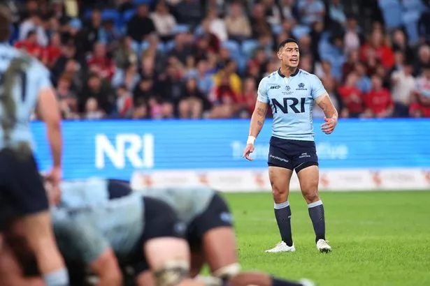 Lalakai Foketi of the Waratahs calls instructions during the round fourteen Super Rugby Pacific match between Waratahs and Crusaders at Allianz Stadium, on May 16, 2025, in Sydney, Australia.
