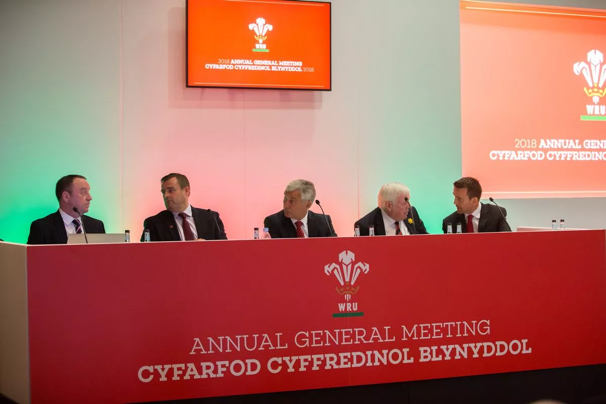 Gareth Davies, WRU Chairman at an AGM in 2018