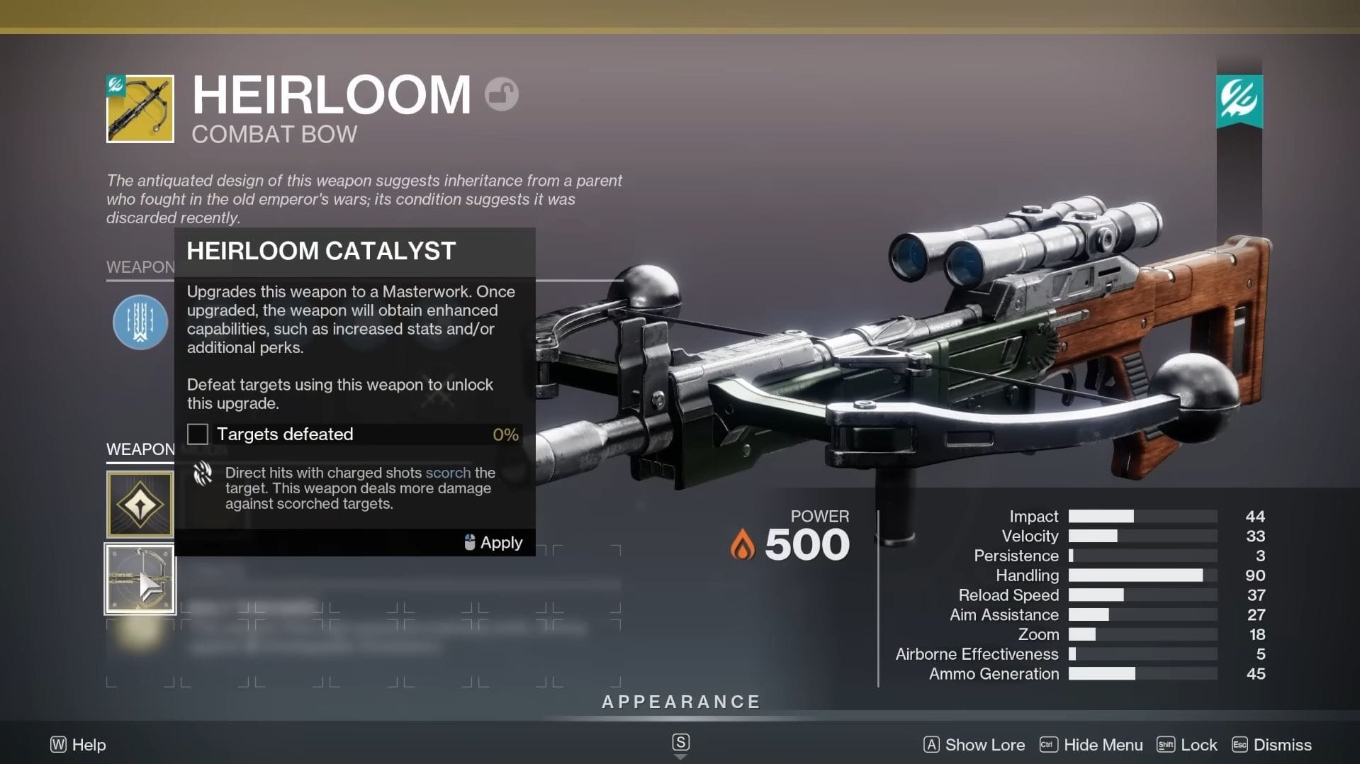 Heirloom Exotic Crossbow in Destiny 2 (Image via Bungie)