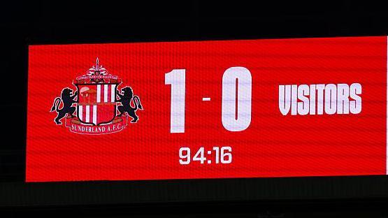 The Sunderland scoreboard at Stadium of Light did not display Newcastle's name - instead listing Newcastle as 'Visitors'