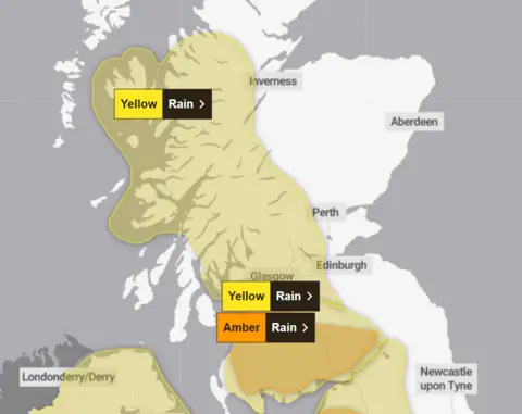 Forecasters warn of floods as amber rain alert issued