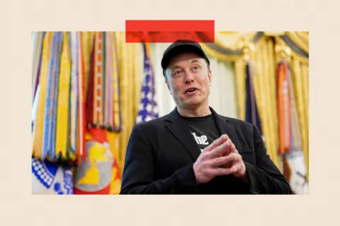 Reuters Elon Musk speaks during a press conference with US President Donald Trump (not pictured), at the White House