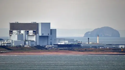 Getty Images Torness power station in the middle distance with sea in the foreground and an island in the distance.