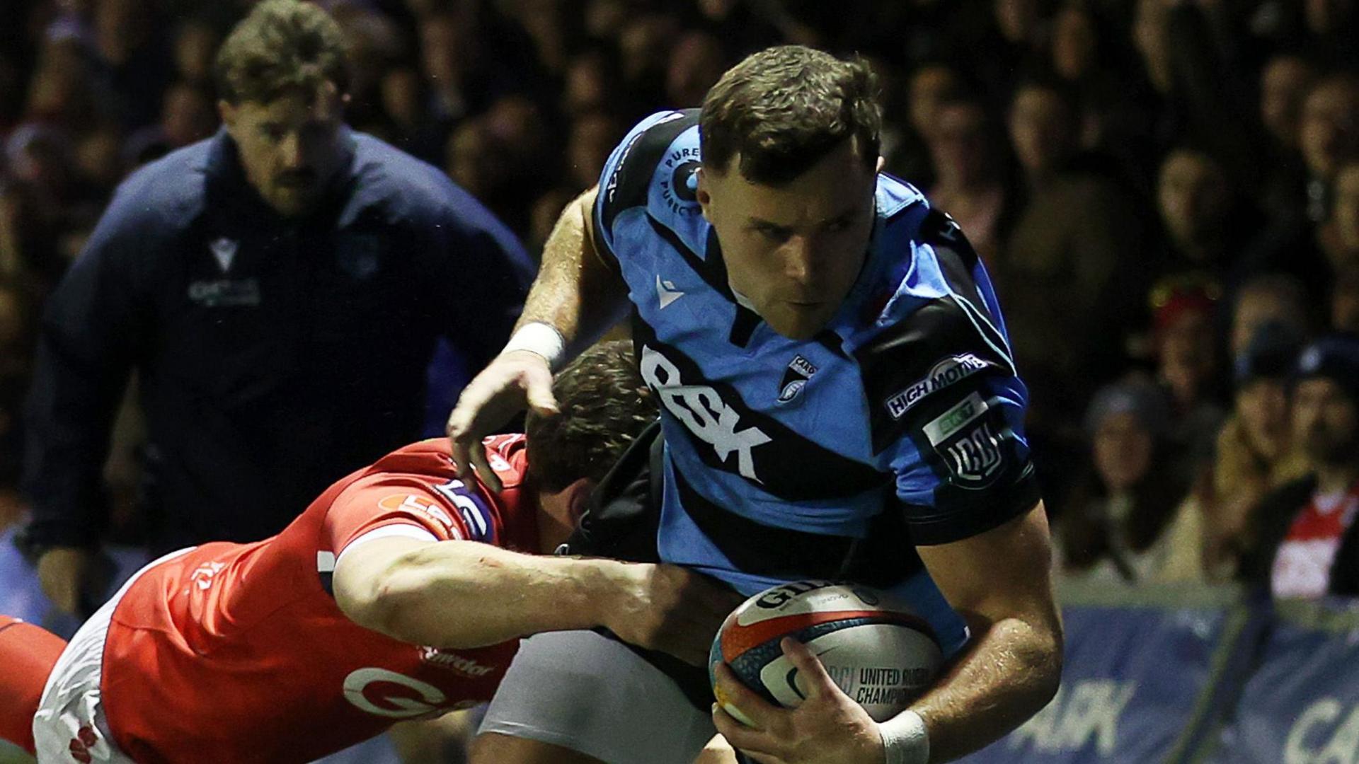 Mason Grady scores the first try for Cardiff against Scarlets
