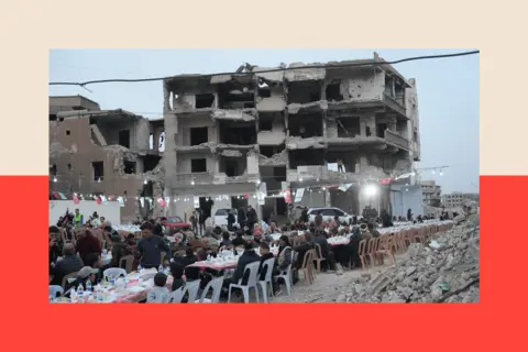 NurPhoto via Getty Images The Charge D'affaires of the Turkish Embassy in Syria attended Iftar in the destroyed Qaboun District of Damascus March 4, 2025