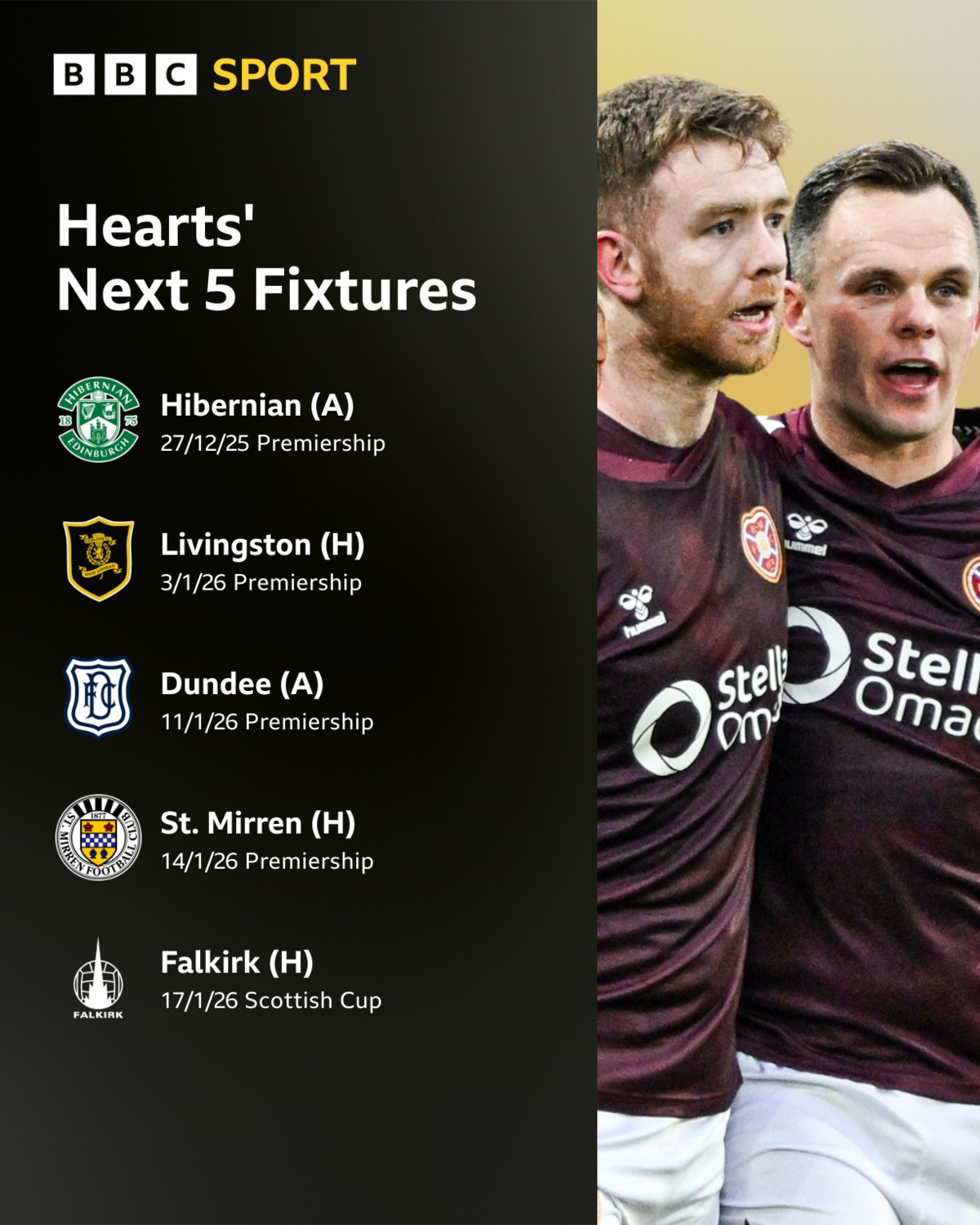 Hearts fixtures