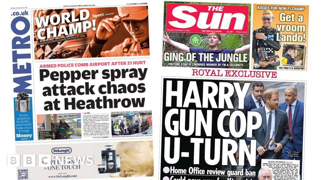 The Papers: Heathrow ‘pepper spray attack’ and ‘Harry gun cop U-turn’