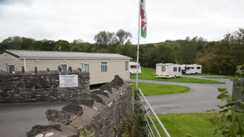 Picture shows a static caravan in a rural park in Cenarth near Newcastle Emlyn