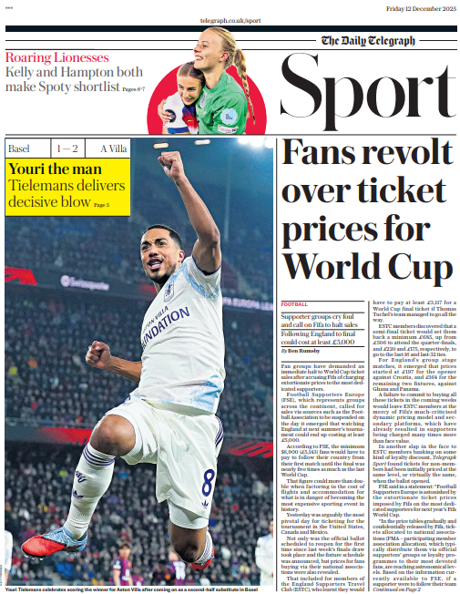 The Daily Telegraph sports section