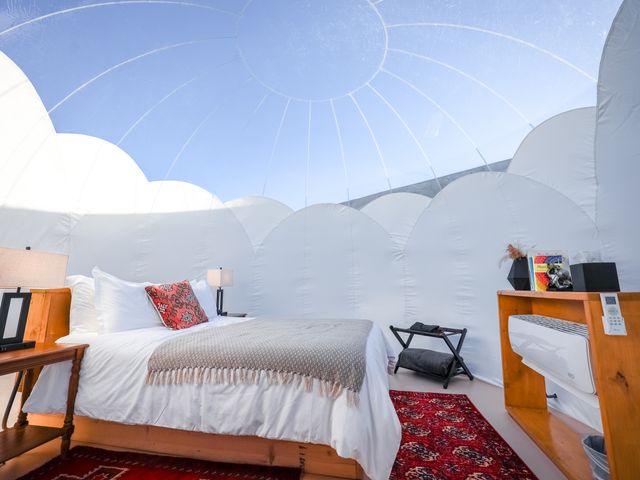 Image may contain: Lamp, Bed, Bedroom, Dorm Room, Furniture, Indoors, Room, Desk, Table, Interior Design, Home Decor, and Rug