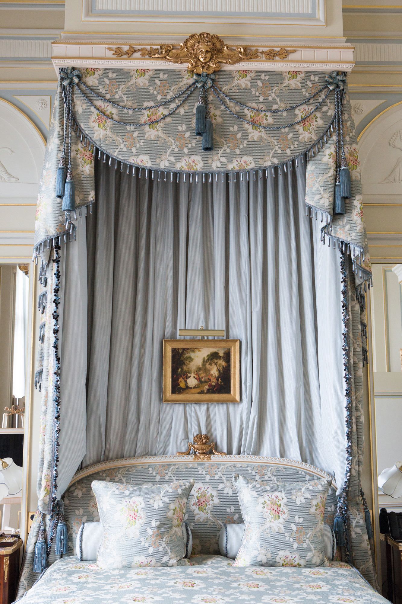 Image may contain Furniture Indoors Bed Bedroom Room Canopy Bed Art and Painting