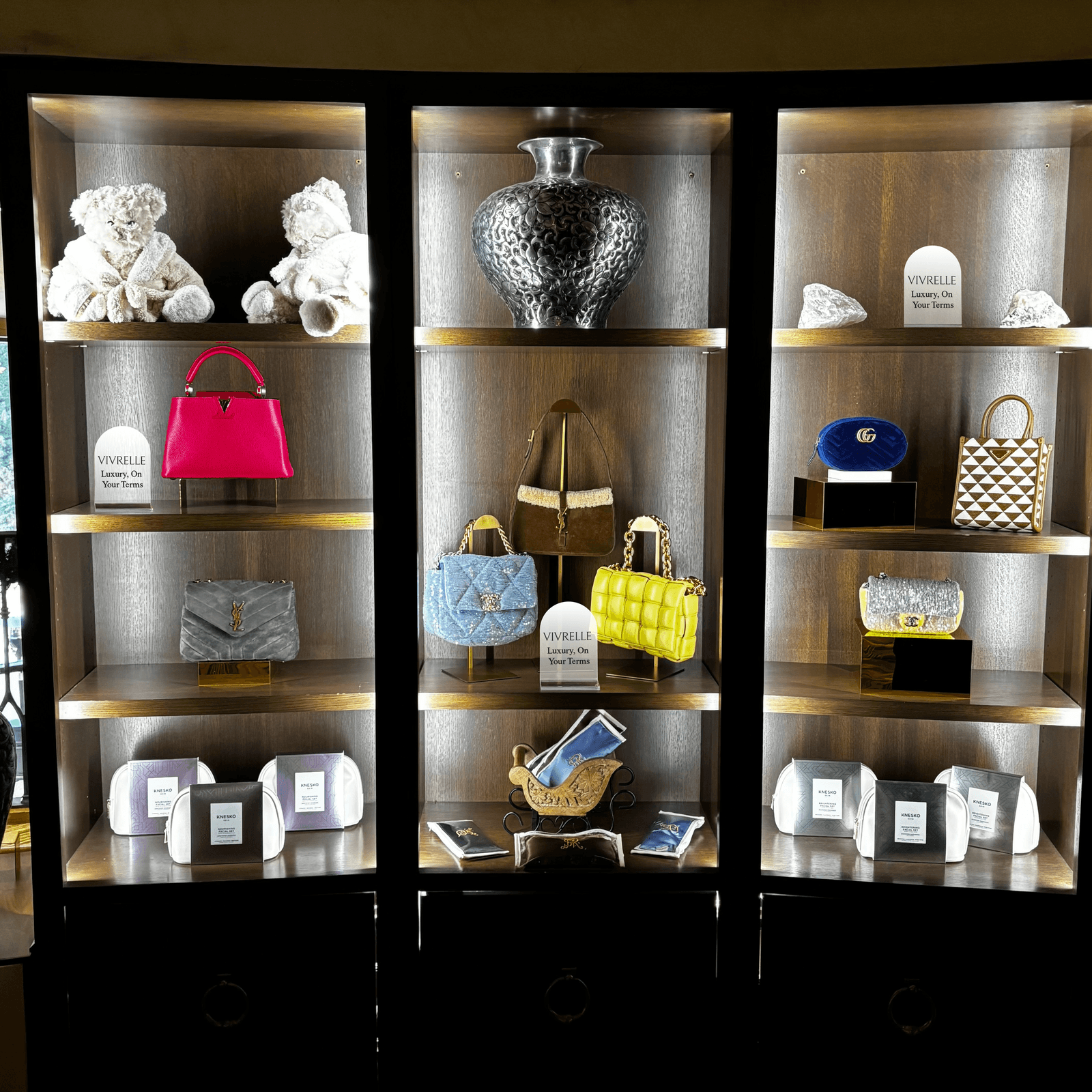 Image may contain Accessories Bag Handbag Purse Shelf Cabinet and Furniture
