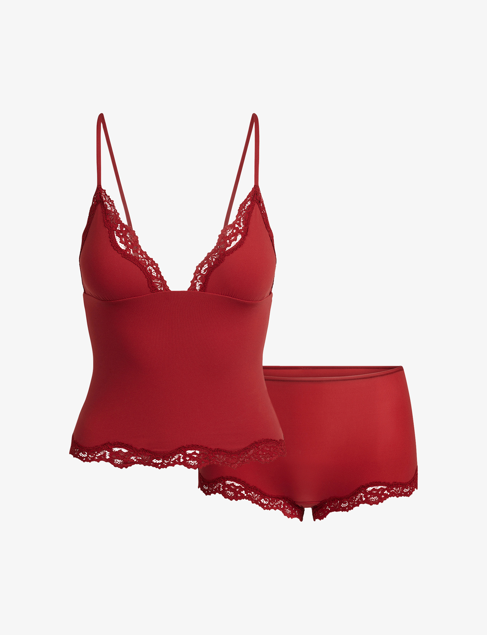 SELFRIDGES SKIMS Fits Everybody Lace-Trim Stretch-Woven Cami Top and Boy Short Set &amp;pound;80