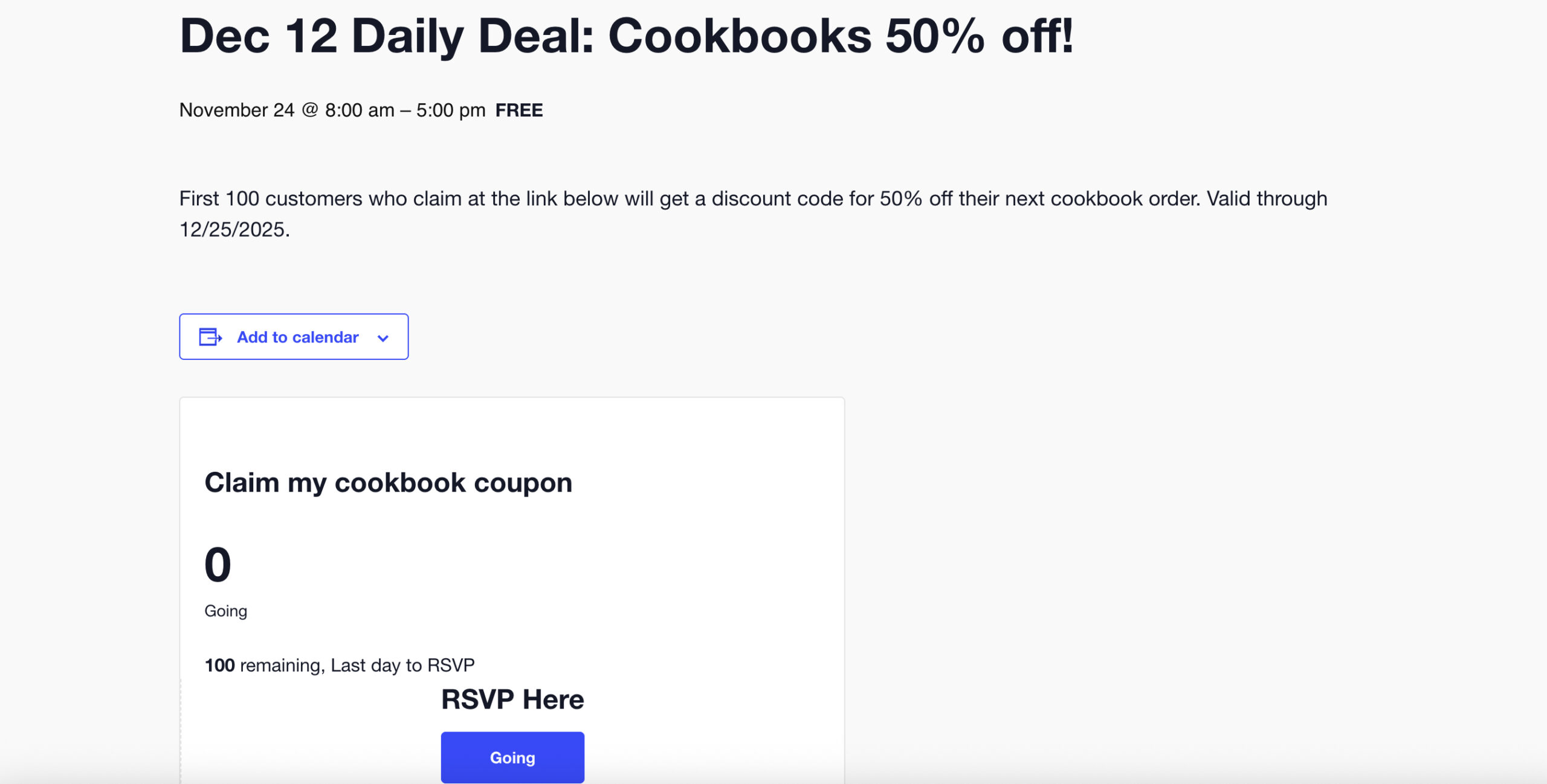 Creating a deal calendar with the plugin
