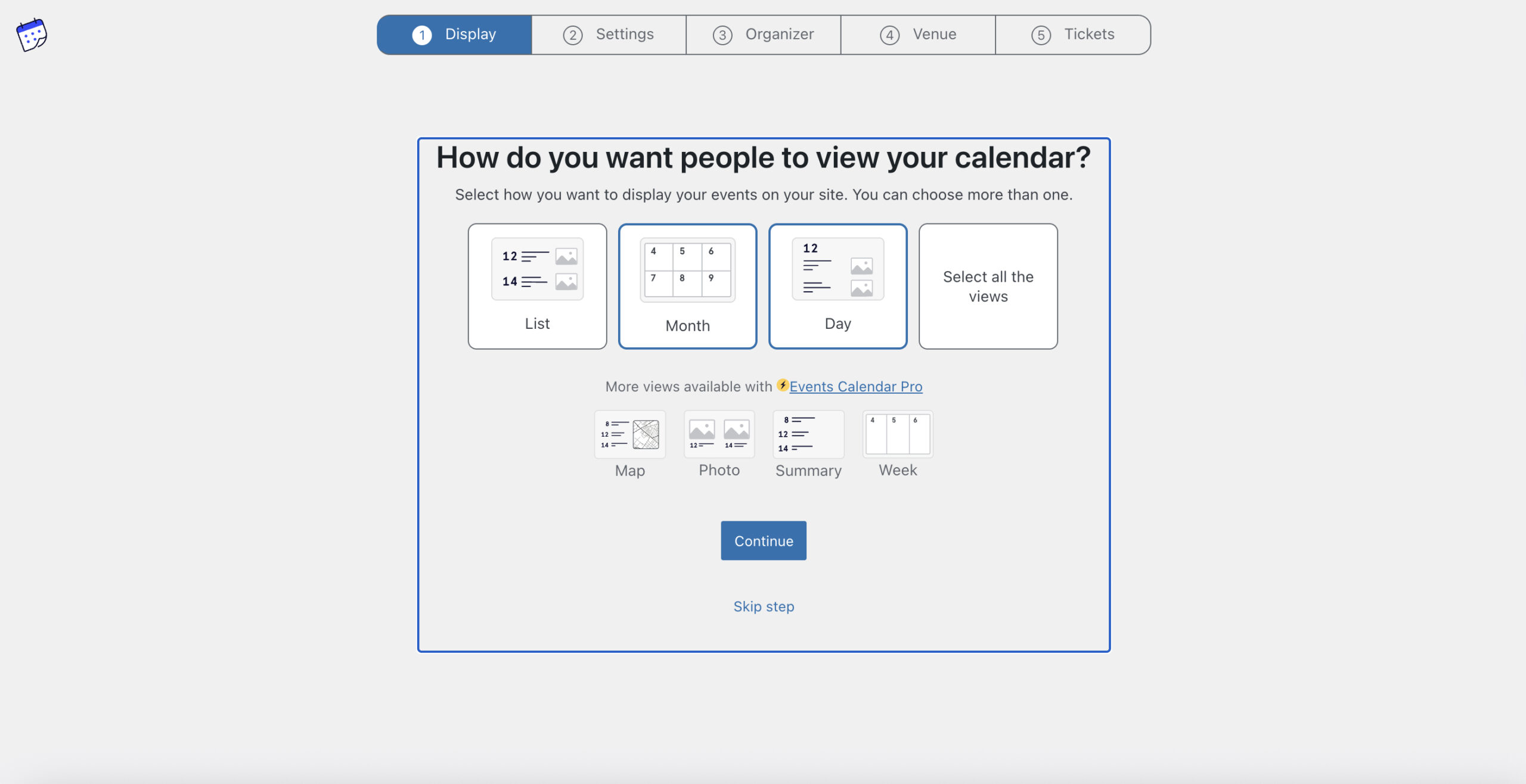 Using the Events Calendar plugin