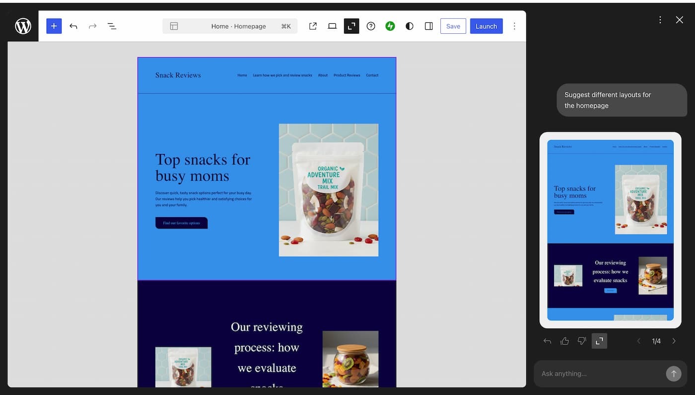 Choosing layout options