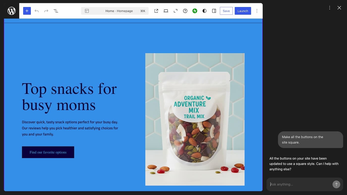 Editing the buttons with AI