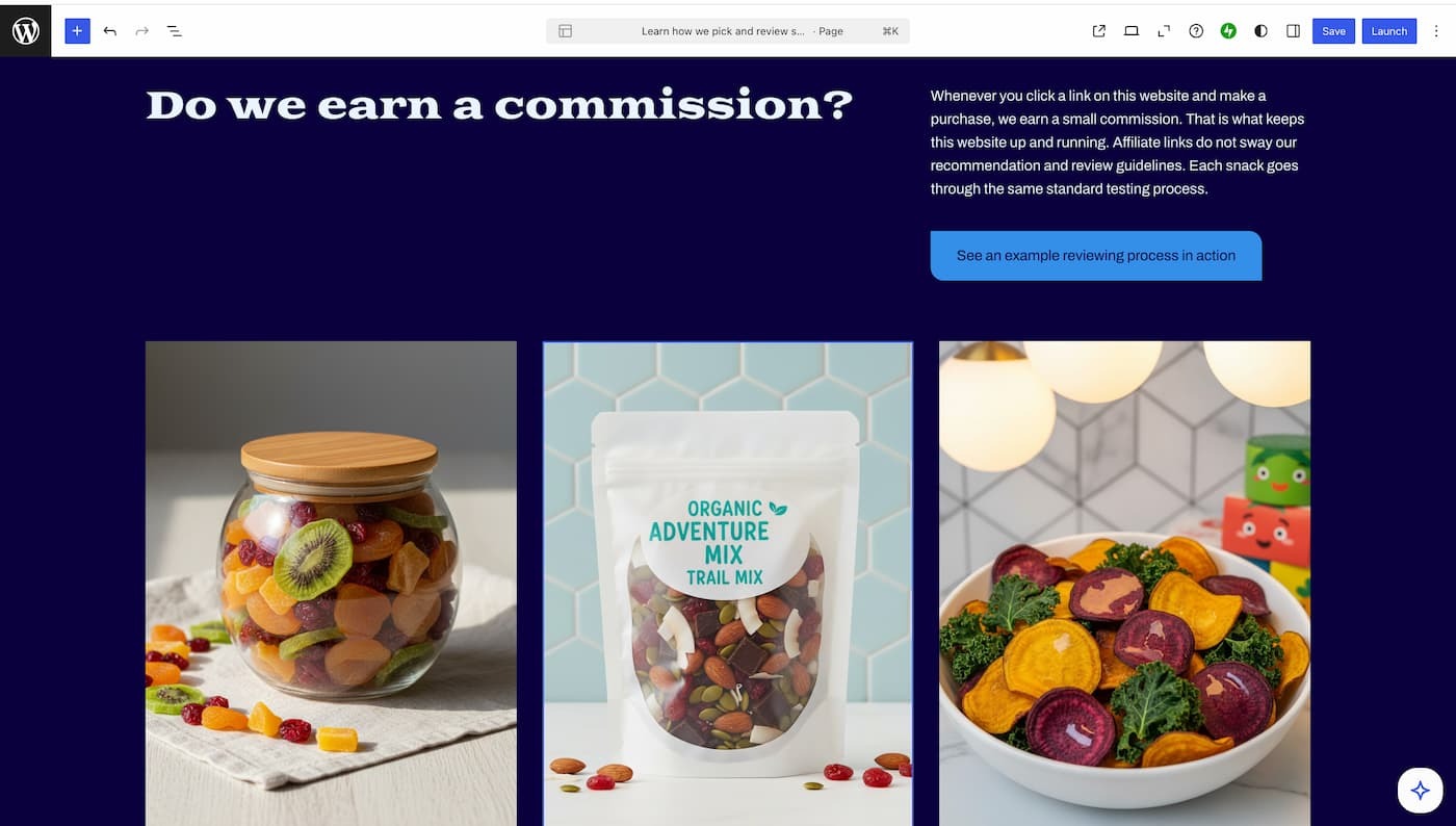 The page after editing the CTA buttons
