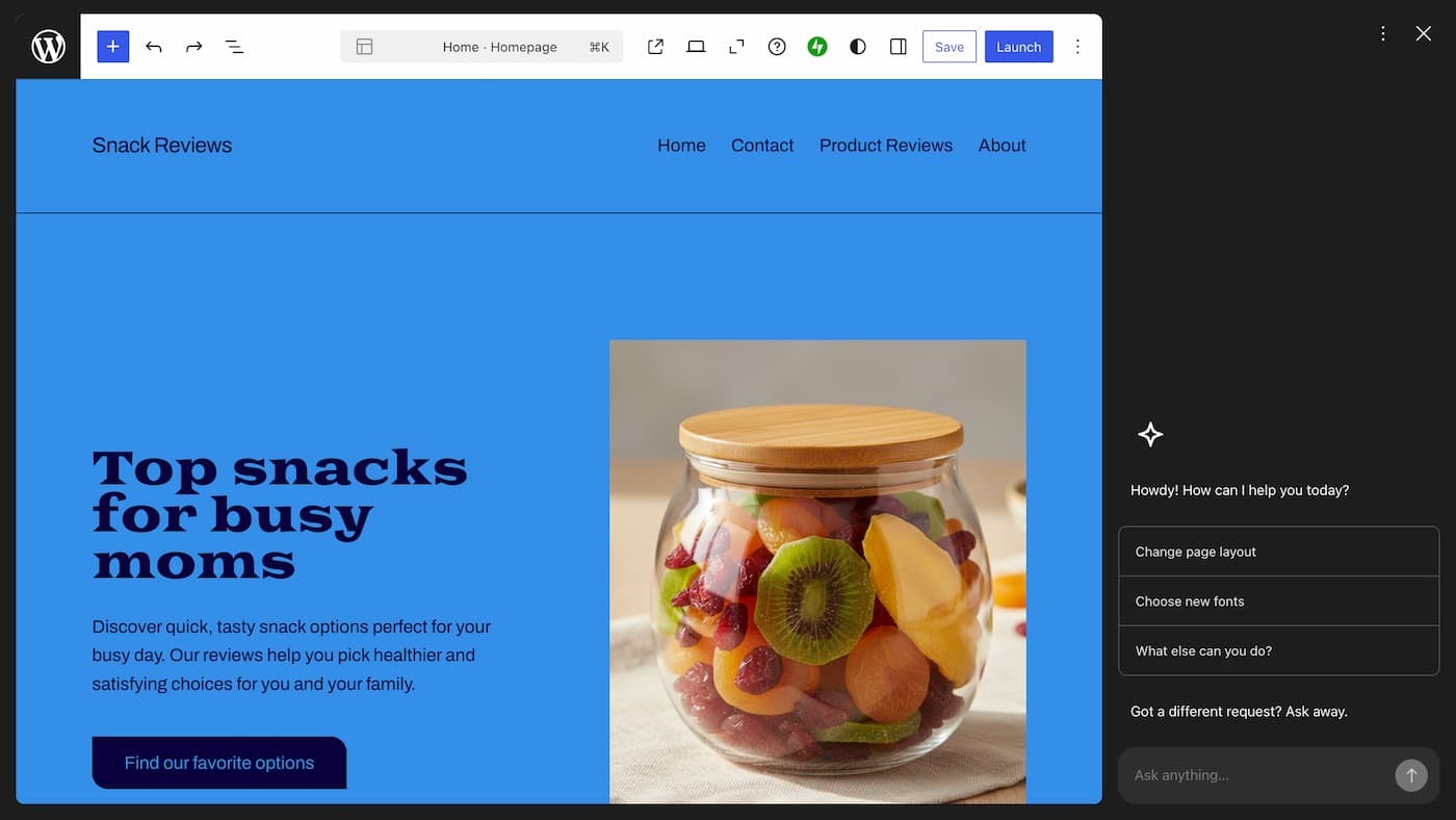 Website draft generated by the AI website builder