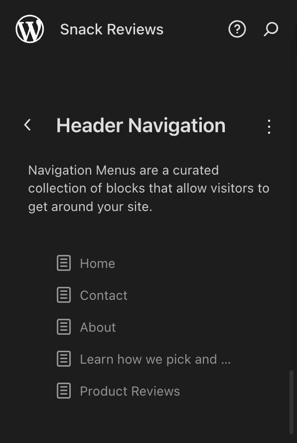 Managing navigation via the Site Editor