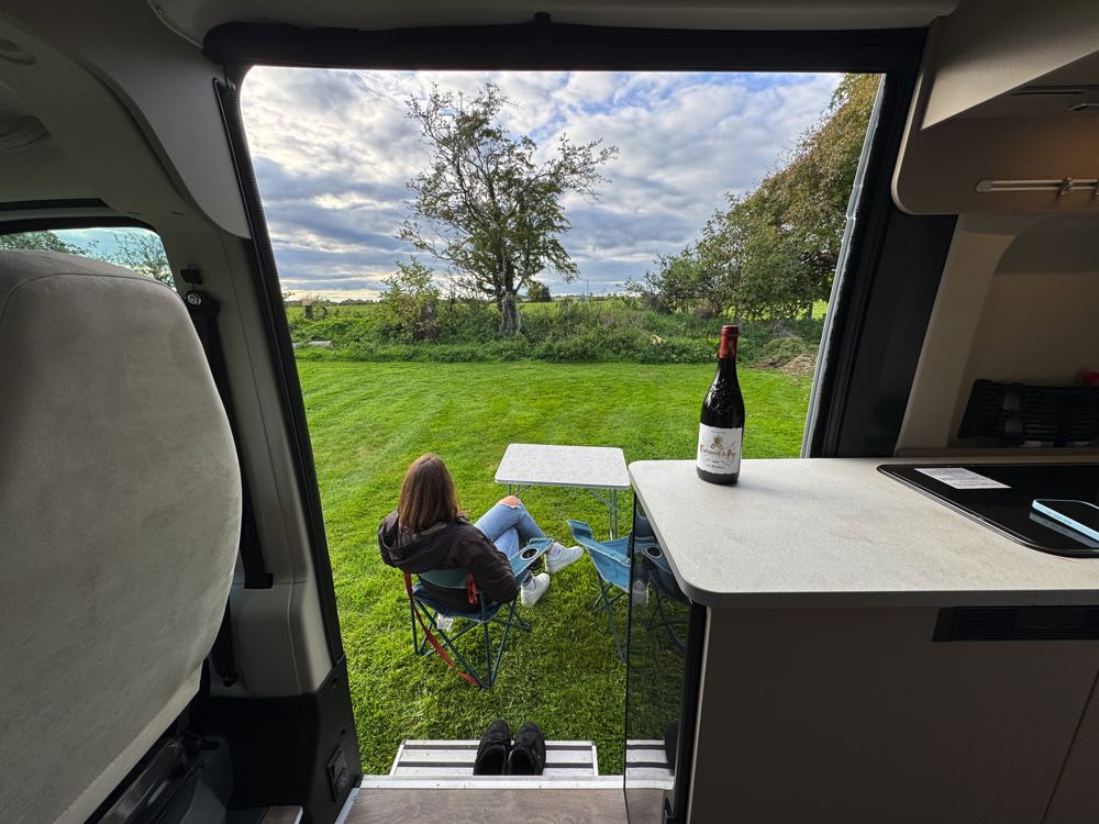 inside campervan looking out