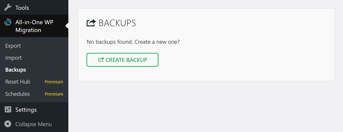 Creating a WordPress site backup