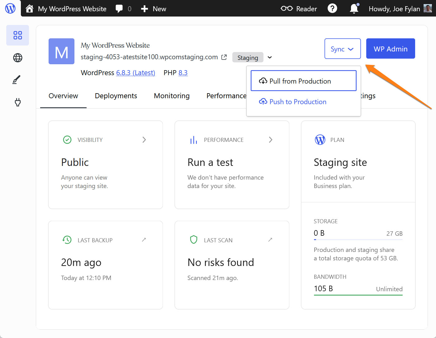 Sync content from production site to local site