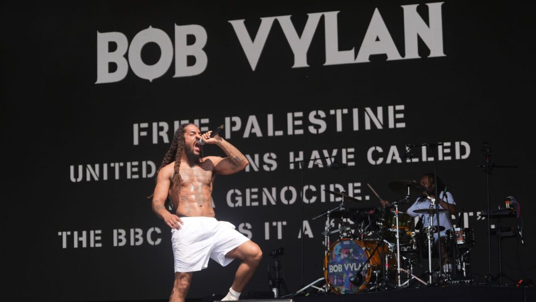 Rappers sue broadcaster over claim singer led ‘antisemitic chants’ at Glastonbury gig