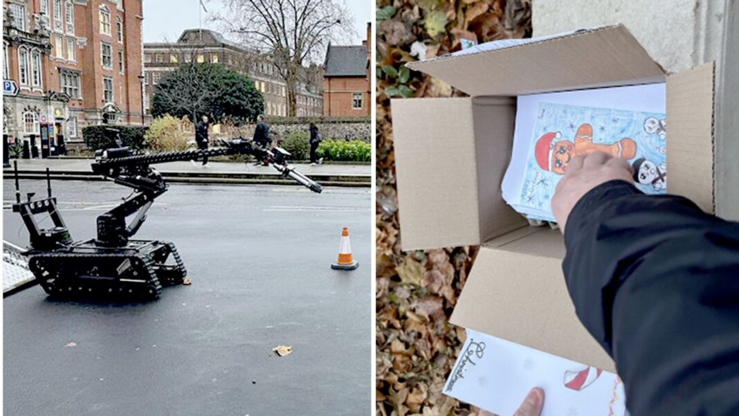 Bomb disposal robot deployed to parliament to tackle box of Christmas cards with MP’s name on it