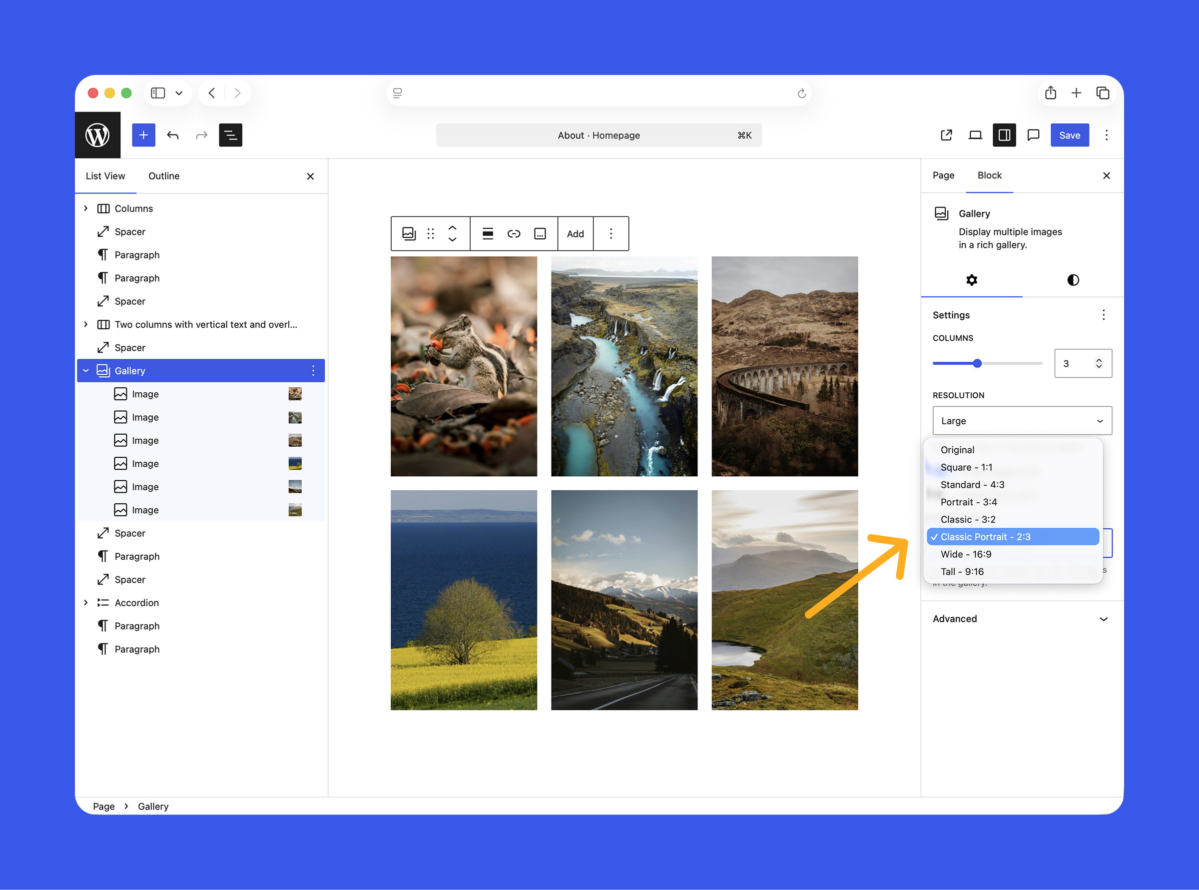Gallery block aspect ratios and Cover block posters in WordPress 6.9