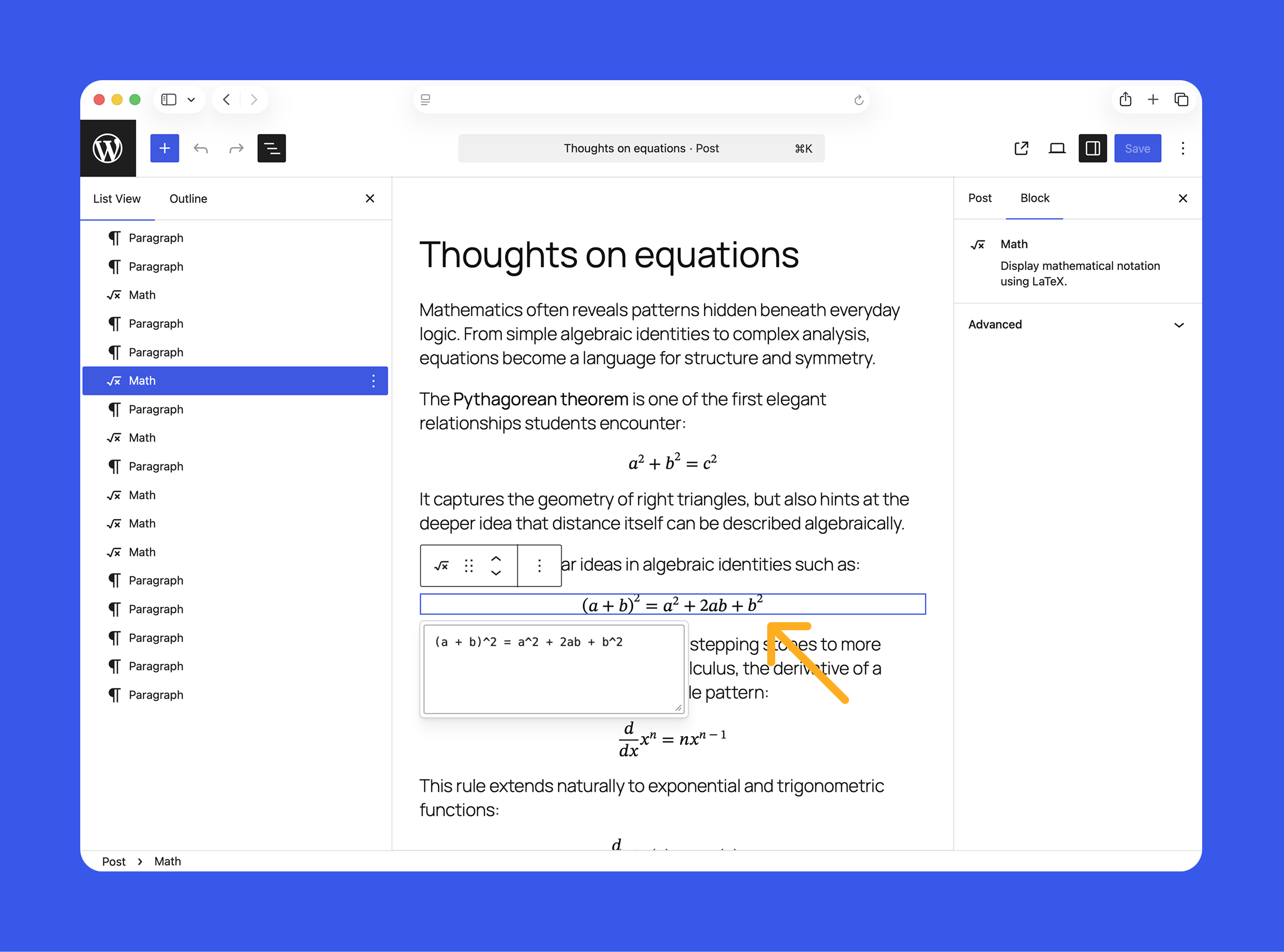 Math block in WordPress 6.9