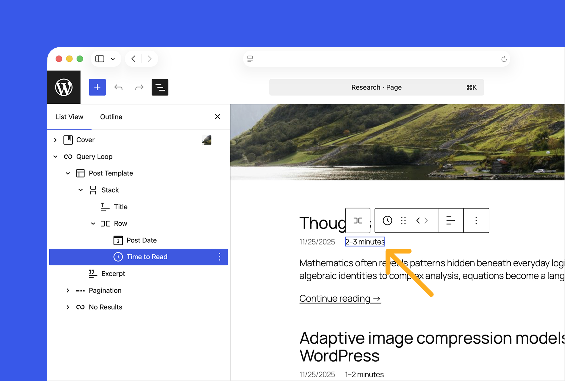 Time‑to‑Read block in WordPress 6.9